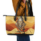 Pakhet Lion Head Leather Tote Bag with Claw Marks in Fiery Ancient Egyptian Motif