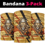 Pakhet Lion Head Neck Gaiter with Claw Marks in Fiery Ancient Egyptian Motif