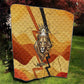Pakhet Lion Head Quilt with Claw Marks in Fiery Ancient Egyptian Motif