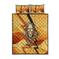 Pakhet Lion Head Quilt Bed Set with Claw Marks in Fiery Ancient Egyptian Motif