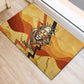 Pakhet Lion Head Rubber Doormat with Claw Marks in Fiery Ancient Egyptian Motif