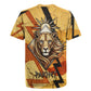 Pakhet Lion Head Rugby Jersey with Claw Marks in Fiery Ancient Egyptian Motif