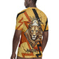 Pakhet Lion Head Rugby Jersey with Claw Marks in Fiery Ancient Egyptian Motif