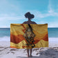 Pakhet Lion Head Sarong with Claw Marks in Fiery Ancient Egyptian Motif