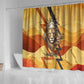 Pakhet Lion Head Shower Curtain with Claw Marks in Fiery Ancient Egyptian Motif