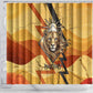 Pakhet Lion Head Shower Curtain with Claw Marks in Fiery Ancient Egyptian Motif