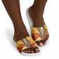 Pakhet Lion Head Slide Sandals with Claw Marks in Fiery Ancient Egyptian Motif