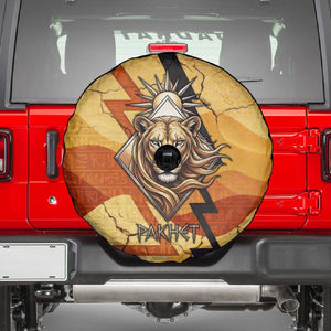 Pakhet Lion Head Spare Tire Cover with Claw Marks in Fiery Ancient Egyptian Motif