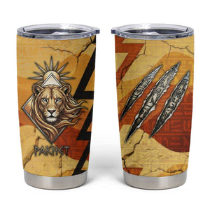 Pakhet Lion Head Tumbler Cup with Claw Marks in Fiery Ancient Egyptian Motif