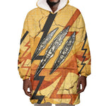 Pakhet Lion Head Wearable Blanket Hoodie with Claw Marks in Fiery Ancient Egyptian Motif