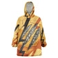 Pakhet Lion Head Wearable Blanket Hoodie with Claw Marks in Fiery Ancient Egyptian Motif