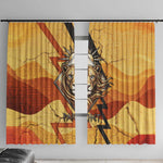 Pakhet Lion Head Window Curtain with Claw Marks in Fiery Ancient Egyptian Motif