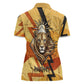 Pakhet Lion Head Women Polo Shirt with Claw Marks in Fiery Ancient Egyptian Motif