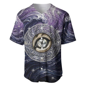Pakhet Panther Baseball Jersey with Cosmic Feline Eye on Starry Night River
