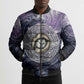 Pakhet Panther Bomber Puffer Jacket with Cosmic Feline Eye on Starry Night River