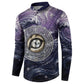 Pakhet Panther Button Sweatshirt with Cosmic Feline Eye on Starry Night River