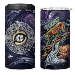 Pakhet Panther 4 in 1 Can Cooler Tumbler with Cosmic Feline Eye on Starry Night River