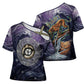 Pakhet Panther Cross Shoulder Shirt with Cosmic Feline Eye on Starry Night River