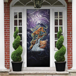 Pakhet Panther Door Cover with Cosmic Feline Eye on Starry Night River