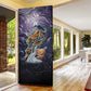 Pakhet Panther Door Cover with Cosmic Feline Eye on Starry Night River