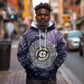 Pakhet Panther Hoodie with Cosmic Feline Eye on Starry Night River