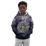 Pakhet Panther Kid Hoodie with Cosmic Feline Eye on Starry Night River