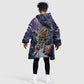 Pakhet Panther Kid Wearable Blanket Hoodie with Cosmic Feline Eye on Starry Night River