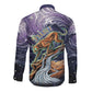 Pakhet Panther Long Sleeve Button Shirt with Cosmic Feline Eye on Starry Night River