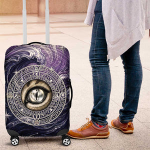 Pakhet Panther Luggage Cover with Cosmic Feline Eye on Starry Night River