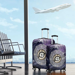 Pakhet Panther Luggage Cover with Cosmic Feline Eye on Starry Night River