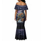 Pakhet Panther Mermaid Dress with Cosmic Feline Eye on Starry Night River