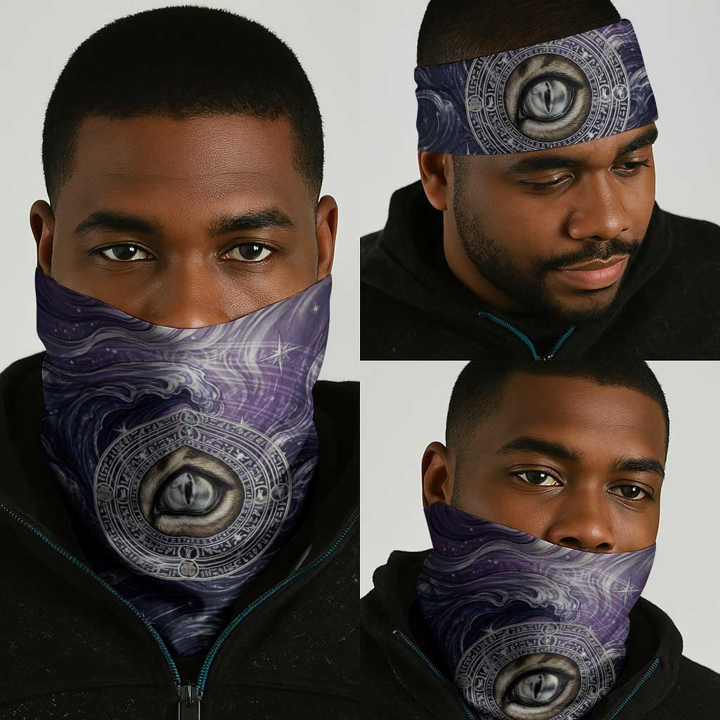 Pakhet Panther Neck Gaiter with Cosmic Feline Eye on Starry Night River