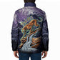 Pakhet Panther Padded Jacket with Cosmic Feline Eye on Starry Night River