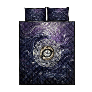 Pakhet Panther Quilt Bed Set with Cosmic Feline Eye on Starry Night River