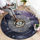 Pakhet Panther Round Carpet with Cosmic Feline Eye on Starry Night River