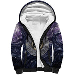 Pakhet Panther Sherpa Hoodie with Cosmic Feline Eye on Starry Night River