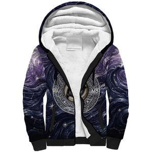 Pakhet Panther Sherpa Hoodie with Cosmic Feline Eye on Starry Night River