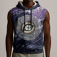 Pakhet Panther Sleeveless Hoodie with Cosmic Feline Eye on Starry Night River