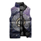 Pakhet Panther Sleeveless Puffer Jacket with Cosmic Feline Eye on Starry Night River