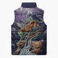 Pakhet Panther Sleeveless Puffer Jacket with Cosmic Feline Eye on Starry Night River