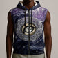 Pakhet Panther Sleeveless Zip Hoodie with Cosmic Feline Eye on Starry Night River