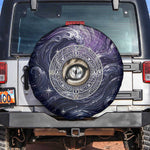 Pakhet Panther Spare Tire Cover with Cosmic Feline Eye on Starry Night River