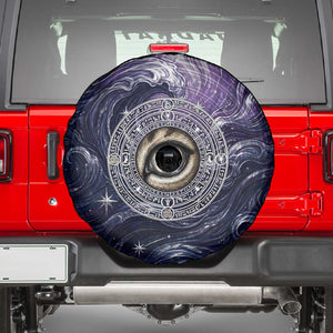 Pakhet Panther Spare Tire Cover with Cosmic Feline Eye on Starry Night River