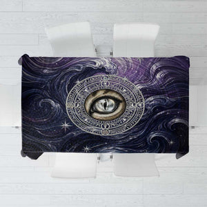Pakhet Panther Tablecloth with Cosmic Feline Eye on Starry Night River