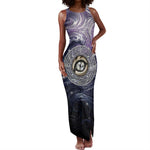 Pakhet Panther Tank Maxi Dress with Cosmic Feline Eye on Starry Night River