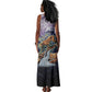 Pakhet Panther Tank Maxi Dress with Cosmic Feline Eye on Starry Night River