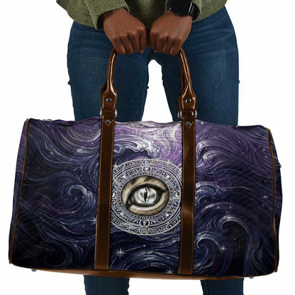 Pakhet Panther Travel Bag with Cosmic Feline Eye on Starry Night River