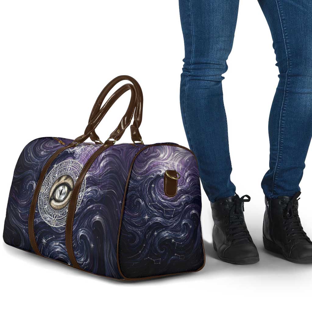 Pakhet Panther Travel Bag with Cosmic Feline Eye on Starry Night River