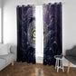Pakhet Panther Window Curtain with Cosmic Feline Eye on Starry Night River
