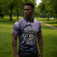 Pakhet Panther Zipper Polo Shirt with Cosmic Feline Eye on Starry Night River